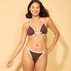 Women's Contrast Binding Crochet Overlay Low-Rise High Leg Cheeky Bikini Bottom - Wild Fable™ - 3 of 4