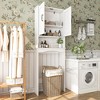 23.62 in. W x 65.39 in. H x 8.27 in. D White Over The Toilet Storage with Adjustable shelves for Bathroom and Laundry - 4 of 4