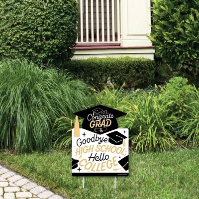 Big Dot of Happiness Hello College Graduation Party Yard Sign - Outdoor Lawn Sign - 1 Piece