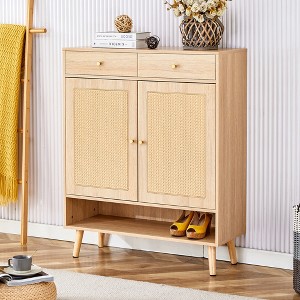 ZHUTA Modern minimalist storage cabinet, rattan shoe cabinet, bed top cabinet. Beautiful shape, suitable for corridors and living rooms - 1 of 4