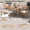 6-Piece Extendable Dining Table Set with Bench and 4 Upholstered Dining Chairs, Rustic Oak Dining Set with Wood Frame for Dining Room - Panipeachy - 4 of 4