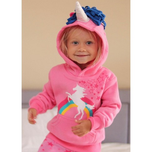 Doodle Pants Rainbow Unicorn Hoodie - Pink, Adult Extra Large