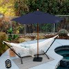 9' x 9' Round Wood Grain Steel Patio Umbrella Navy Blue - Astella: Water-Resistant, Push-Up, No Assembly Required - 3 of 4