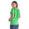 24seven Comfort Apparel Womens Solid Color Short Sleeve Split Shoulder Top - 3 of 4