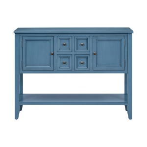 VYNXARIA 59-Inch Light Navy Blue Console Tables with Drawers and Bottom Shelf - 1 of 4