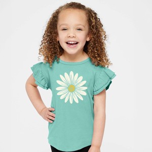 The Juniper Shop White Daisy Flutter Sleeve Tee - 2T - Seafoam - 1 of 4