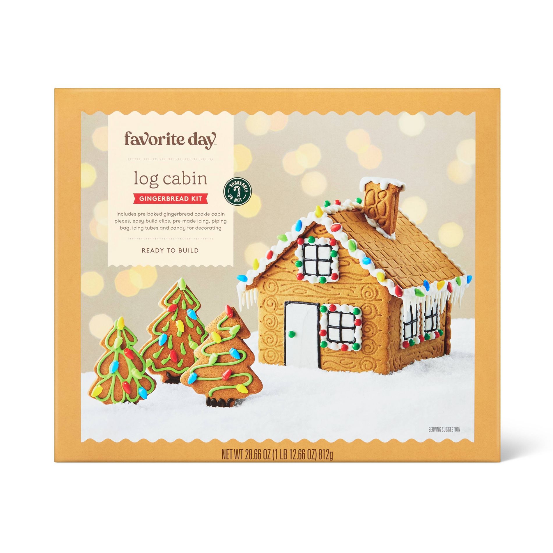 Christmas Log Cabin Gingerbread Cookie Kit - 28.66oz - Favorite Day™