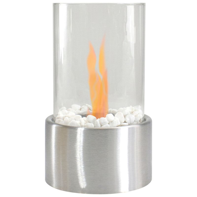 Northlight 10.5" Bio Ethanol Round Portable Tabletop Fireplace with Silver Base, 1 of 8