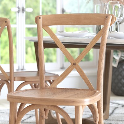 Elegant Driftwood Elm Wood X-Back Chair - 35" Height