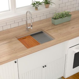 Laundry Workstation Sink - 24in x 18in x 13in Undermount Workstation Laundry Utility Sink Deep Single Bowl 16 Gauge Stainless Steel Laundry Tub Sinks - 1 of 1