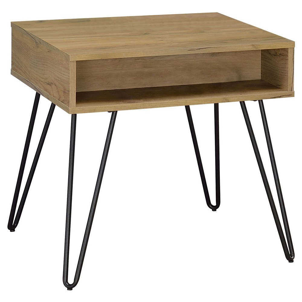 Photos - Dining Table Fanning End Table with Hairpin Legs Golden Oak - Coaster