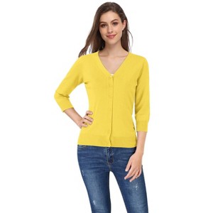 Clearlove Women's 3/4 Sleeve Button Down Sweater Cardigan - 1 of 4