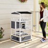 Wooden Outdoor Cat House, Feral Cat Shelter Kitten Condo with Asphalt Roof, Escape Doors, Condo, Jumping Platform - 3 of 4