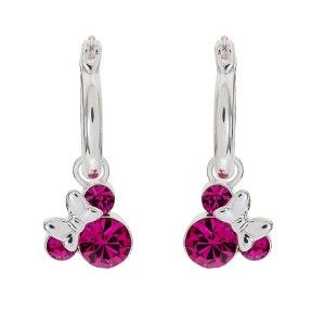 Disney Minnie Mouse Silver Plated Hoop Latch Back Birthstone Earrings - 1 of 4