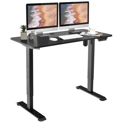 Tangkula Electric Height Adjustable Mobile Standing Desk Home Office Stand Up Computer Workstation Black/Maple/Teak/White