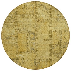 Gold Wheat And Gray Patchwork Washable Indoor Outdoor Area Rug - 1 of 4