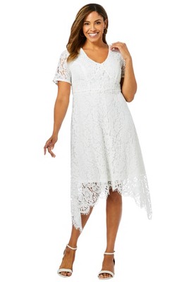 Jessica London Women's Plus Size Lace Handkerchief Dress