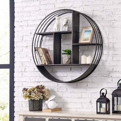 27.5&#34; x 6&#34; x 27.5&#34; Brody Industrial Circular Shelf Metallic Gray - FirsTime &#38; Co.