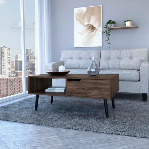 Coffee Table, One Open Shelf, One Drawer, Dark Walnut - 1 of 1