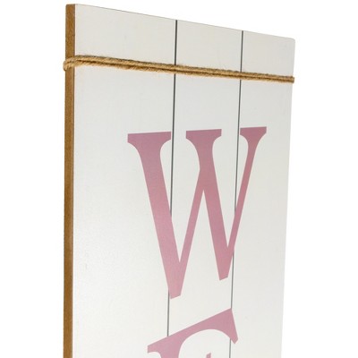 White Floral Welcome Wooden Spring Wall Sign