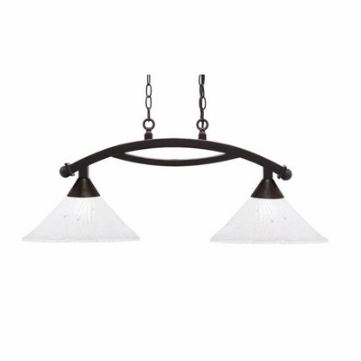 Toltec Lighting Bow 2 - Light Island Pendant Light in  Dark Granite with 12" Frosted Crystal Shade