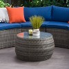 Parksville Round Patio Coffee Table - Gray - CorLiving: All-Weather Wicker, Tempered Glass Top, UV & Weather-Resistant - 2 of 4