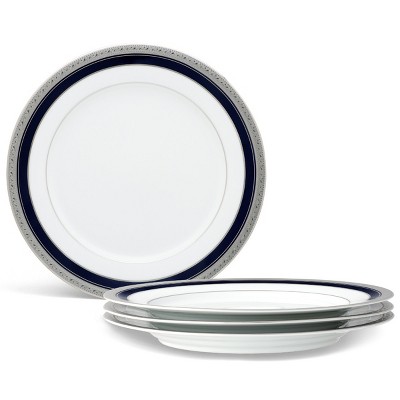 Noritake Crestwood Cobalt Platinum Set of 4 Dinner Plates