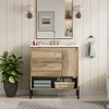 Merax Modern Wood-Grain Bathroom Vanity with Ceramic Sink, Sliding Drawer & Open Shelf - 2 of 4