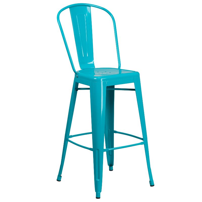 Flash Furniture Commercial Grade 30" High Metal Indoor-Outdoor Barstool with Back, 1 of 12