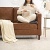 81" Faux Leather Sofa, Mid Century Modern Deep Seat Couch, Upholstered Cushion&Removable Cover, Brown PU Couch - 3 of 4