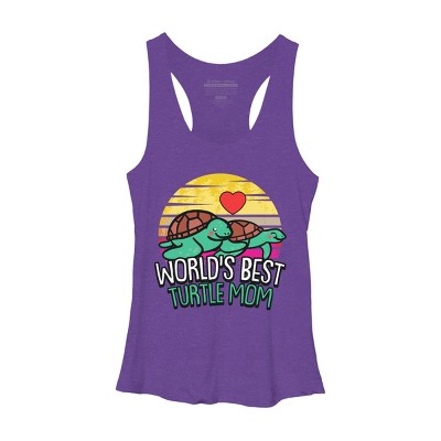 Women's Design By Humans World's Best Turtle Mom Retro Stripes By animalshop Racerback Tank Top
