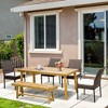 Outsunny Outdoor Dining Set for 6, Patio Dining Furniture Set with PE Wicker Chairs, Armrests, Wood Loveseat Bench & Dinner Table, Cushions, White - 2 of 4