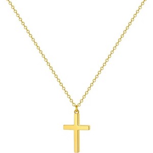 Tiny CZ Cross Pendant Necklace for Women, 18K Gold or Silver Plated Layered Chain - 1 of 4