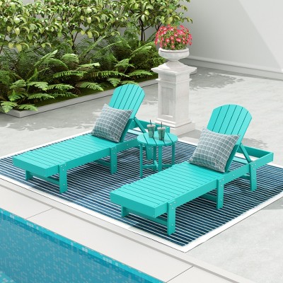 WestinTrends Dylan 3 Piece Adirondack Poly Reclining Chaise Lounge