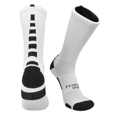Pearsox Bolt Basketball Football Volleyball Crew Socks - White, Black