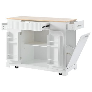 NicBex Mobile Kitchen Island Cart Morden Kitchen Carts on Wheels with Storage with 2 Cabients Doors, 3 Drawer and Trash Bin for Kitchen - 1 of 4