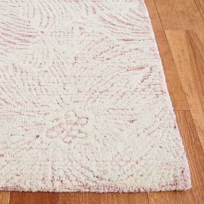 Handmade Pink and Ivory Wool Tufted Area Rug 3' x 5'