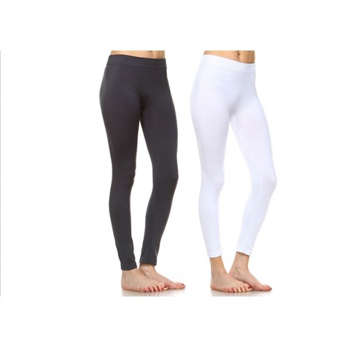 Women's Pack Of 2 Solid Leggings Gray One Size Fits Most - White Mark ...
