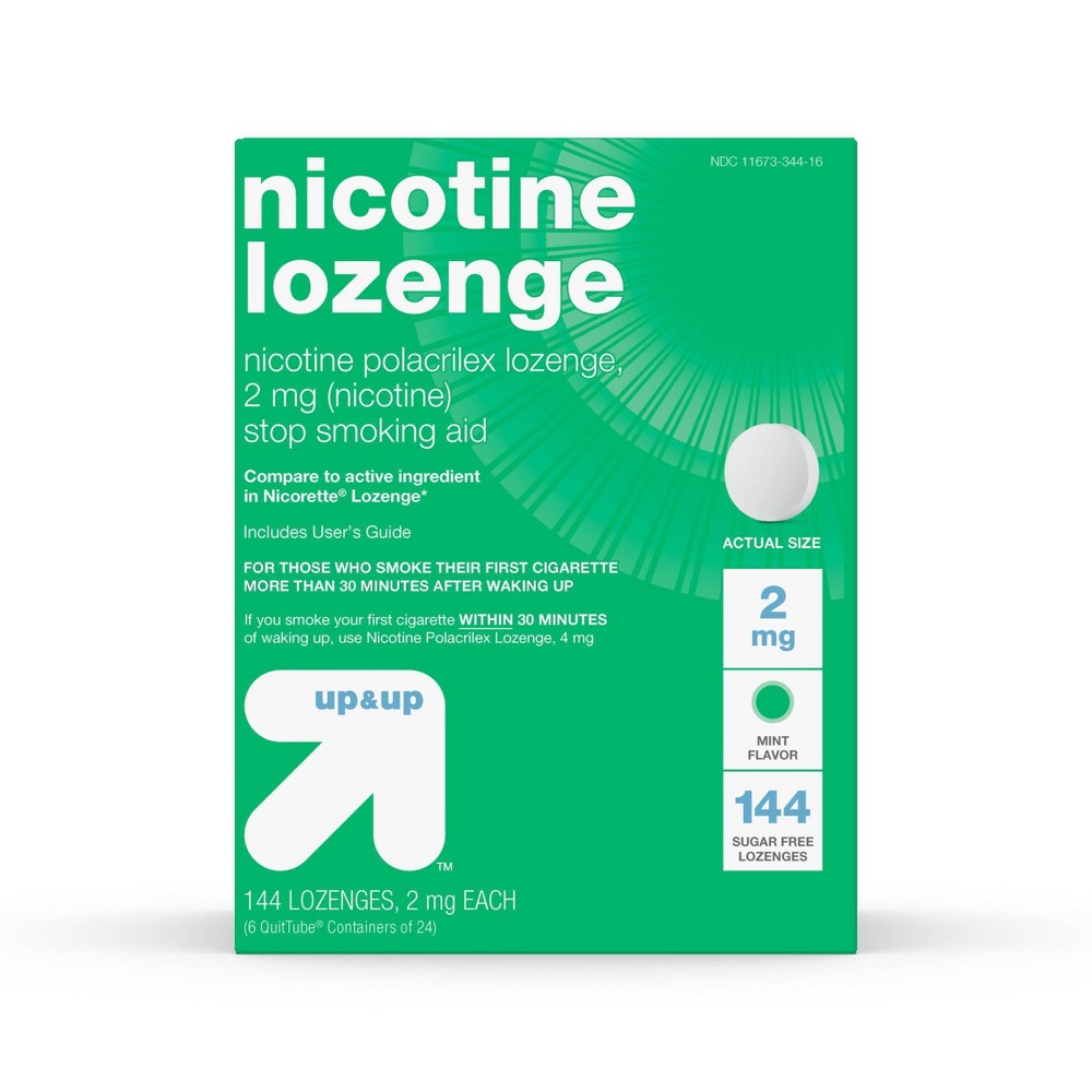 Coated Nicotine 2mg Lozenge Stop Smoking Aid - Mint- 144ct - up & up™