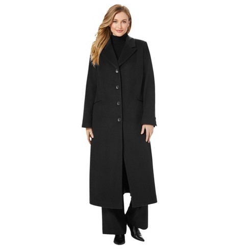Jessica London Women's Plus Size Full Length Wool Blend Coat, 16 - Black :  Target