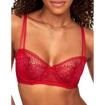 Adore Me Burgundy Maroon Floral Lace Lined Underwire Strappy Balconette Bra  Red Size undefined - $22 - From Autumn