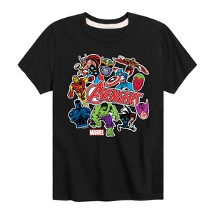 Boys' - Marvel - Avengers Stickers Style Short Sleeve Graphic T-Shirt - 1 of 4
