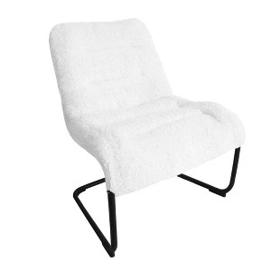 Zenree Upholstered Metal-Framed Lounge Chair with Faux Shearling Seat, White - 1 of 4