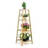 Costway Bamboo Tall Plant Stand Pot Holder Display Shelving Unit Indoor Outdoor Natural\Brown