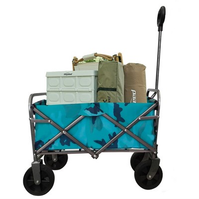 Steel Yard Cart, Garden Wagon With Adjustable Handles, Wheels, Foldable Wagon, Heavy Duty Folding Utility Garden Cart