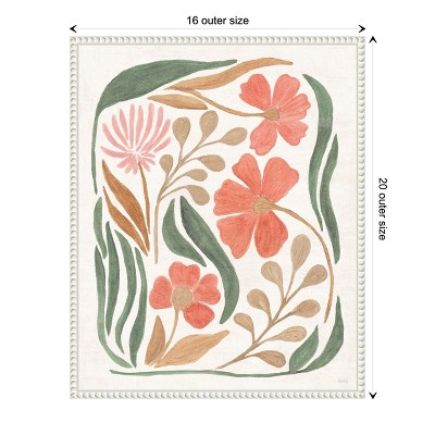 Floral Abstract Canvas Wall Art with White Frame, 16 x 20-in