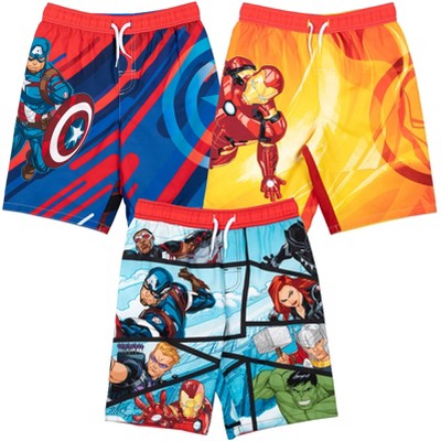 Marvel Avengers Black Widow Black Panther Falcon 3 Pack Swim Trunks Bathing Suits Toddler