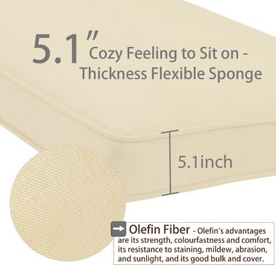 Beige Outdoor Deep Seat Cushion Set with Floral Pillows