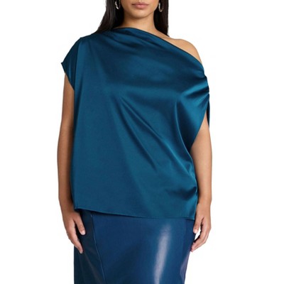 ELOQUII Women's Plus Size Draped Off The Shoulder Top