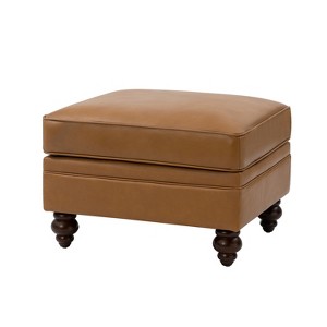 Benito 26.5" Wide Contemporary Genuine Leather Ottoman for Living Room | ARTFUL LIVING DESIGN - 1 of 4